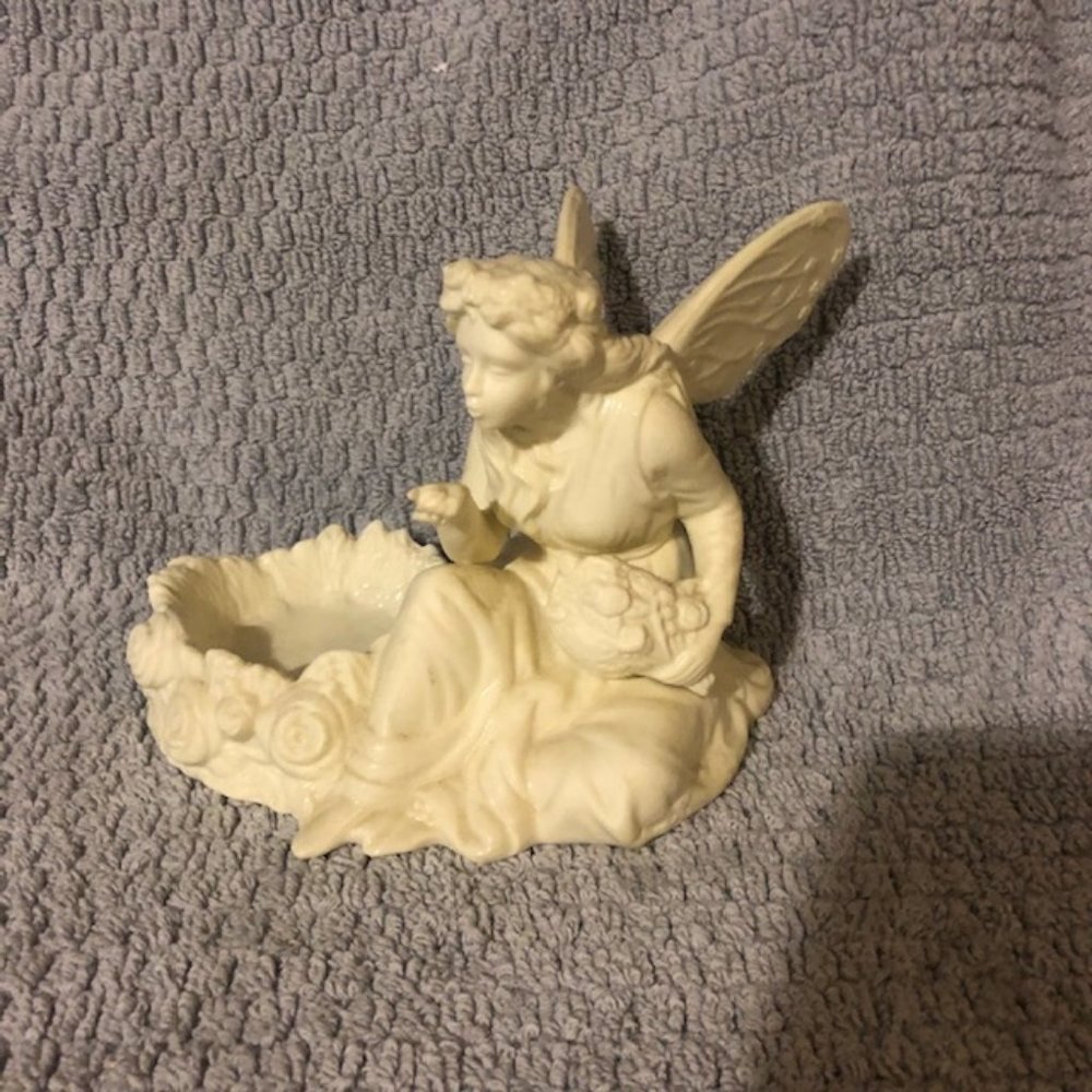 Partylite Ariana's Garden Fairy Angel Votive Tealight Bisque Candle Holder